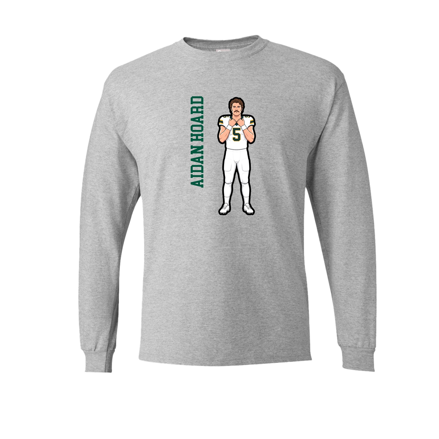 Long Sleeve Tee — Name Vertical in Grey