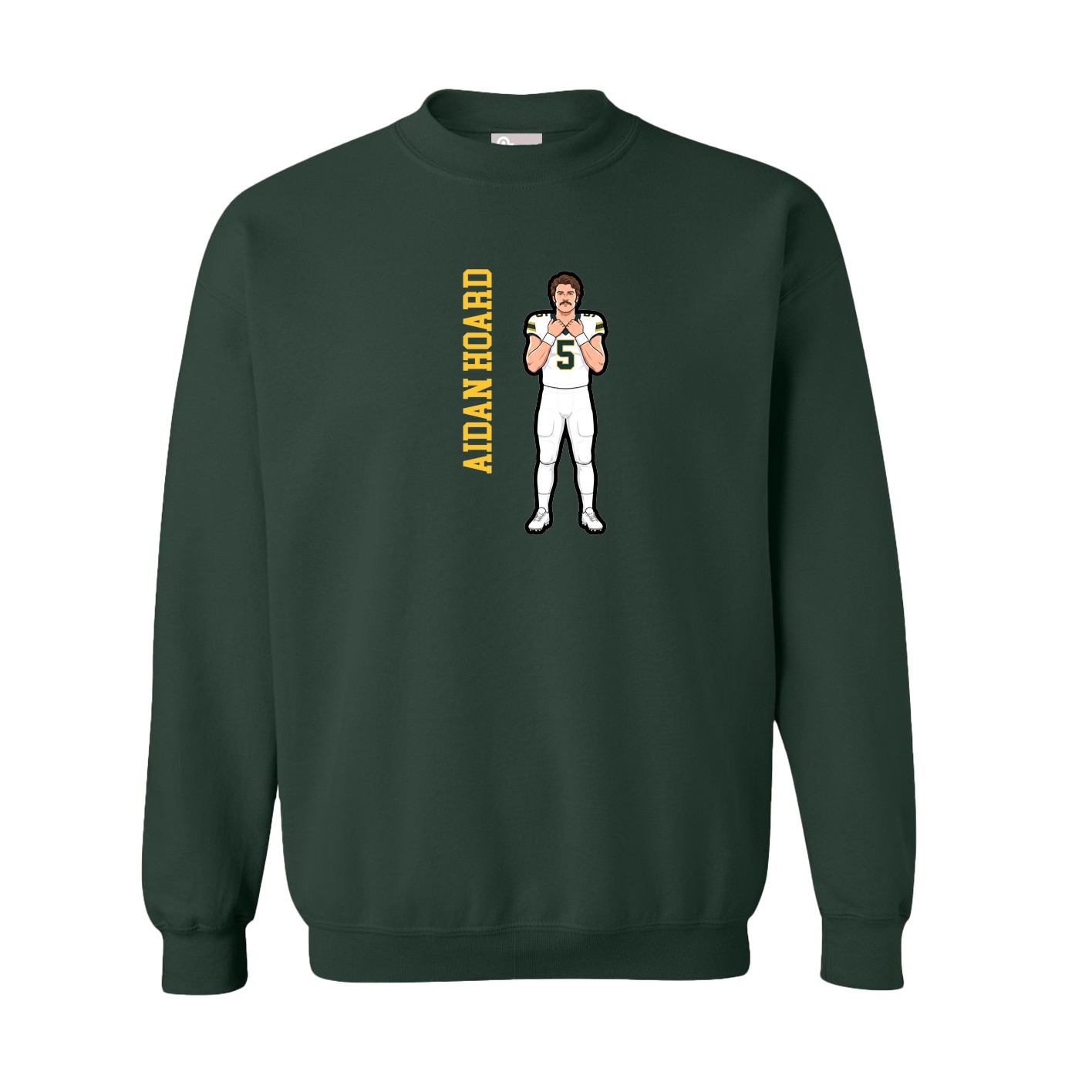 Fleece Crew — Name Vertical in Green