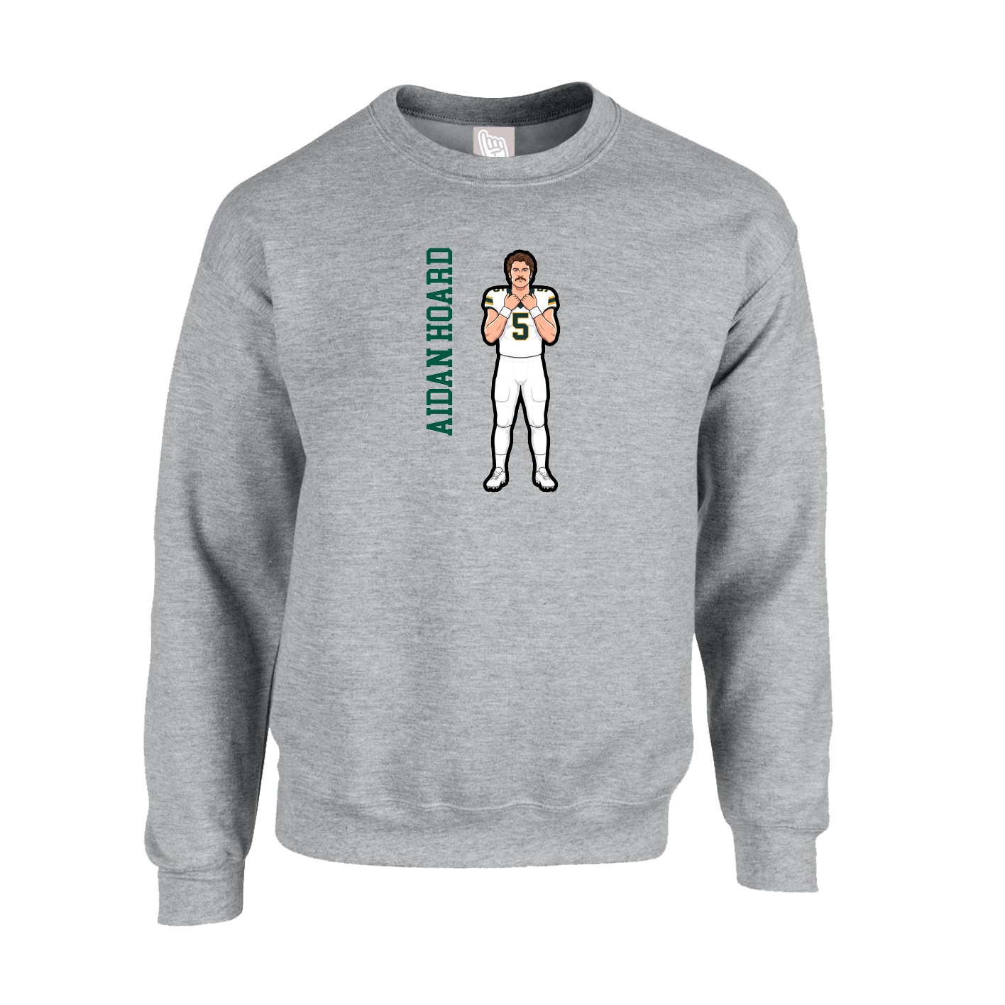 Fleece Crew — Name Vertical in Grey