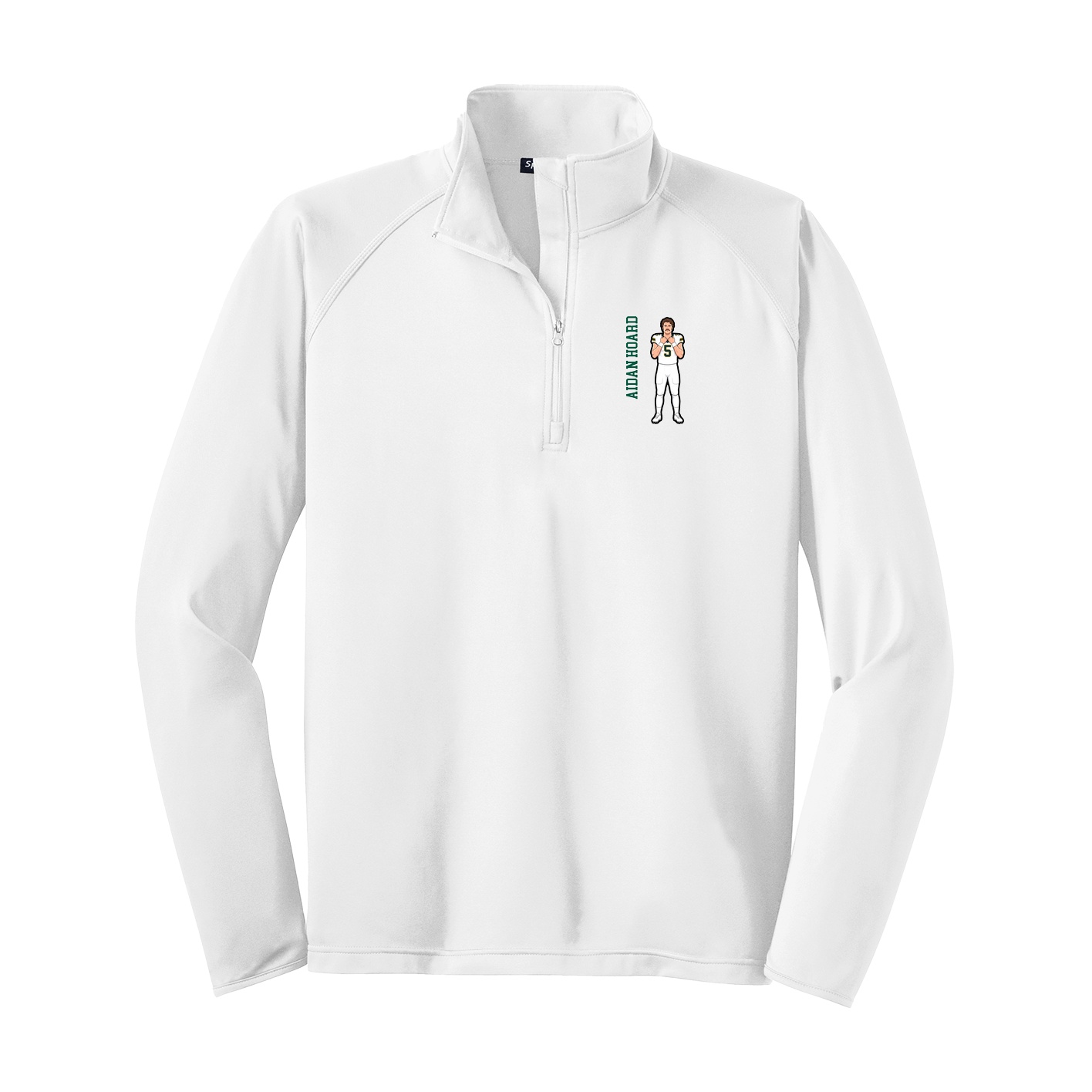 Q-Zip Pullover — Name Vertical in White