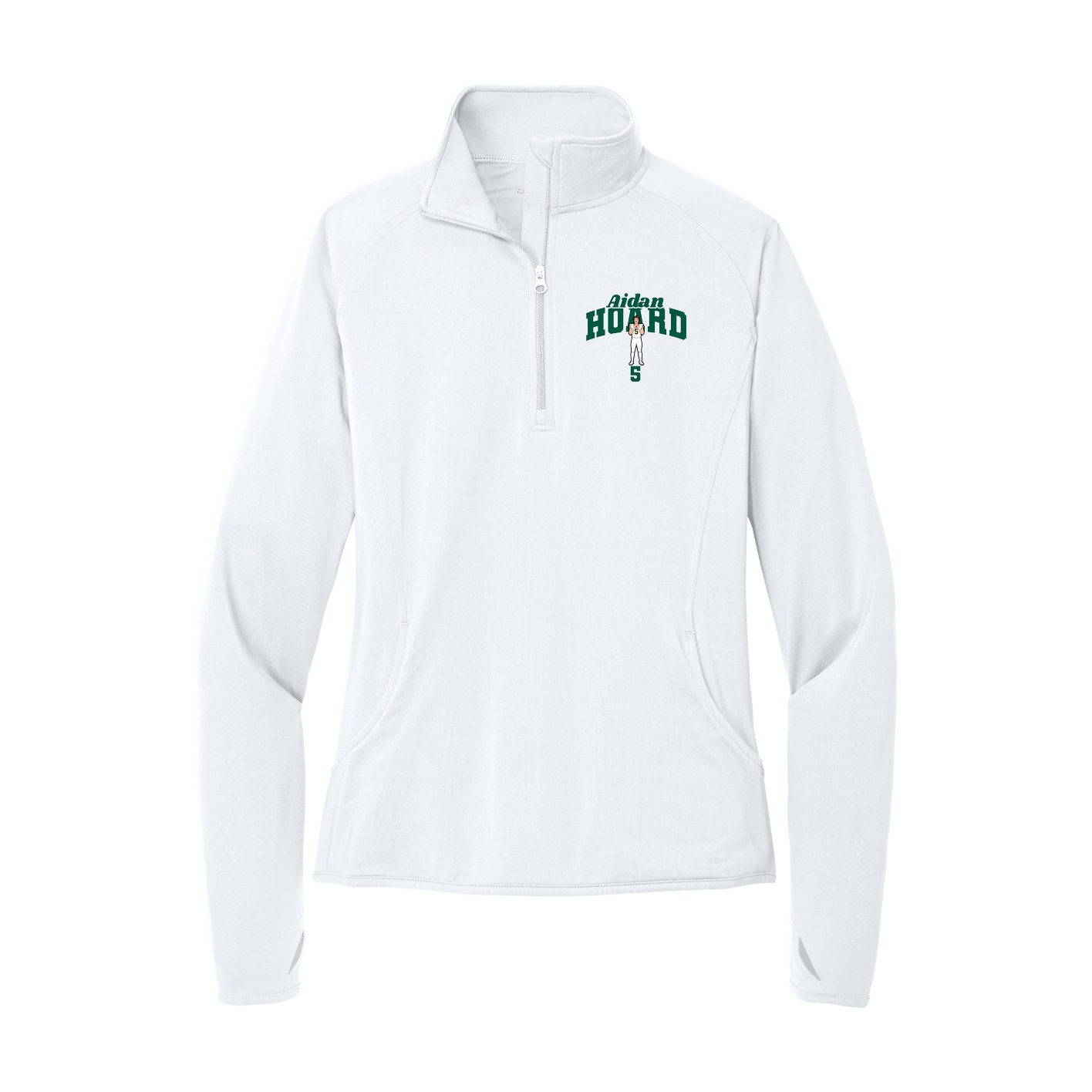 Women's Q-Zip Pullover — Signature Arch in White