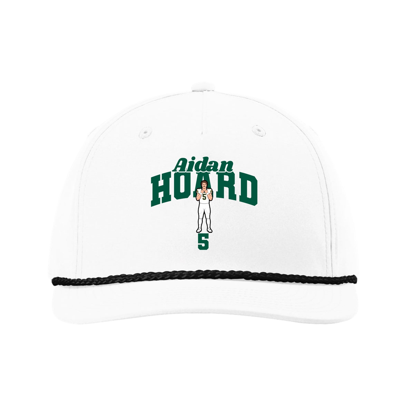 Five-Panel Classic Rope Cap — Signature Arch in White