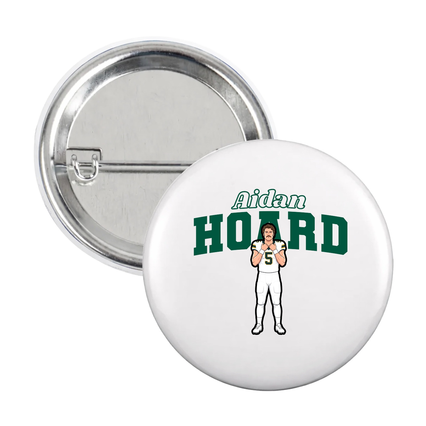 Game Day Button — Name Arch in White