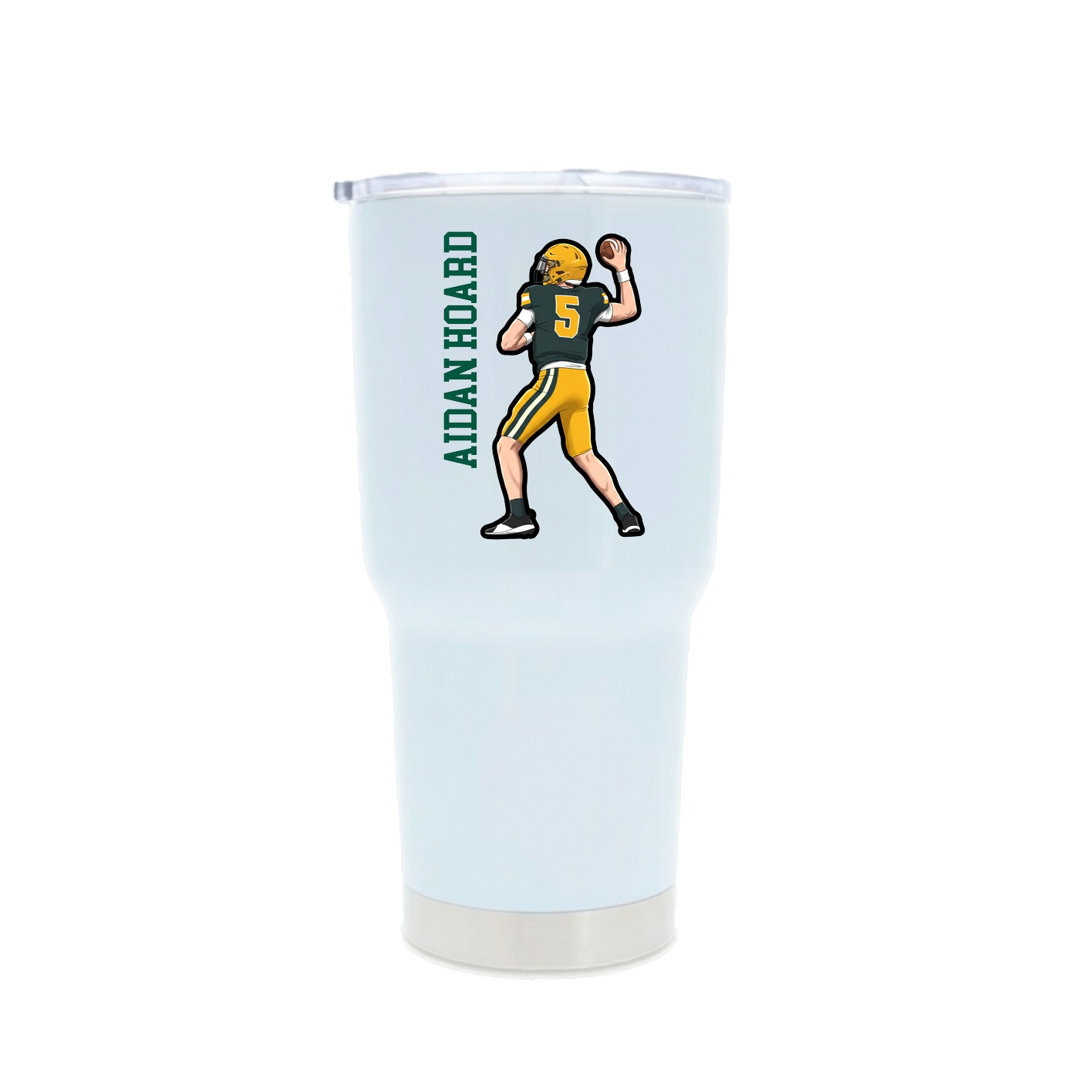 30oz Stainless Steel Tumbler — Name Vertical in White