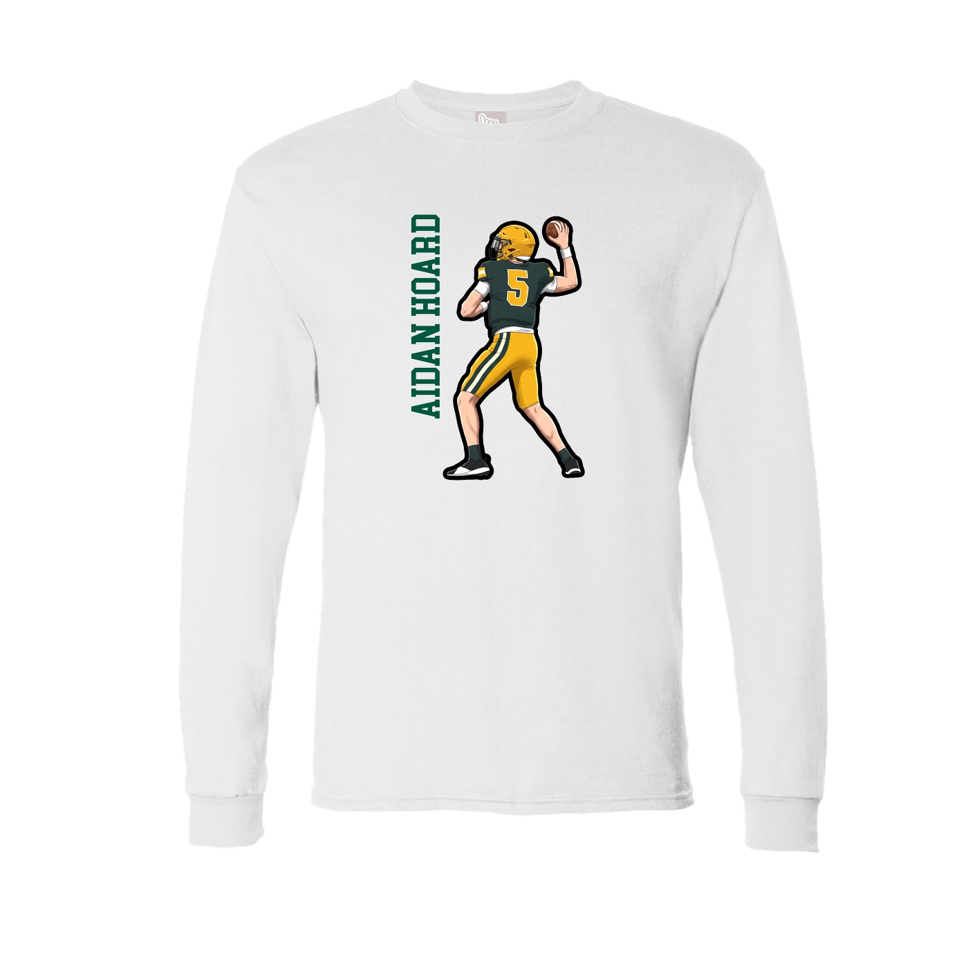 Long Sleeve Tee — Name Vertical in White