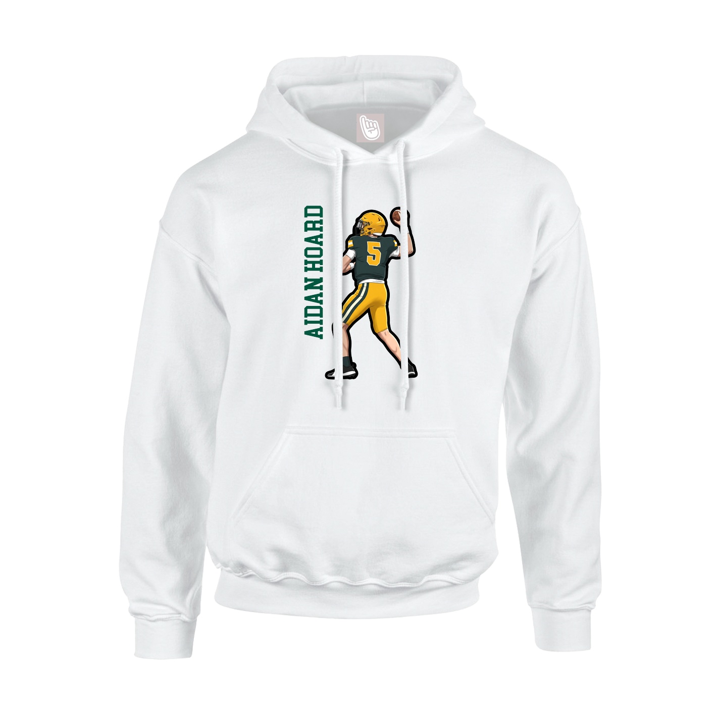 Youth Hoodie — Name Vertical in White