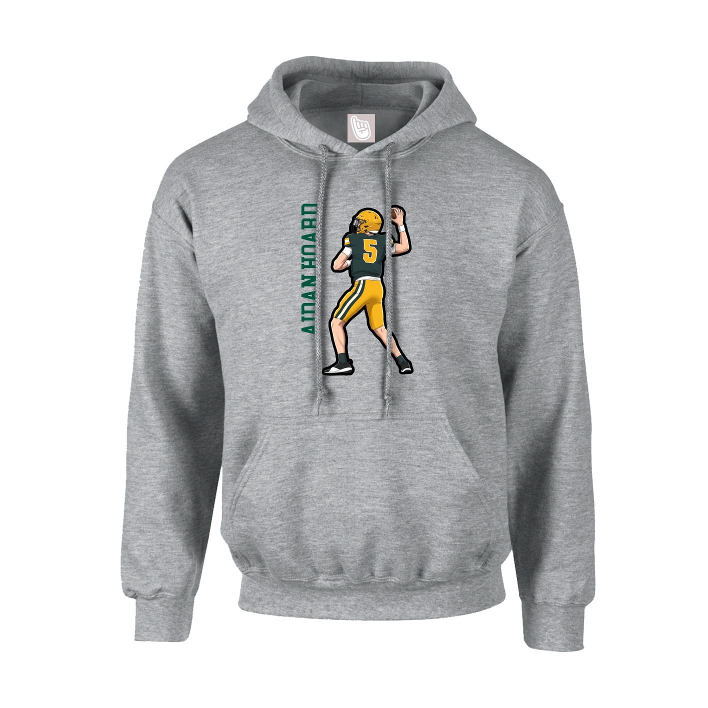 Youth Hoodie — Name Vertical in Grey