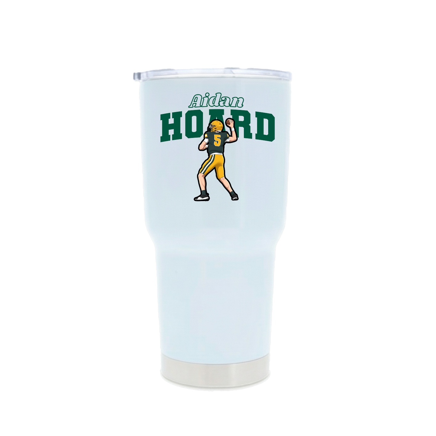 30oz Stainless Steel Tumbler — Name Arch in White