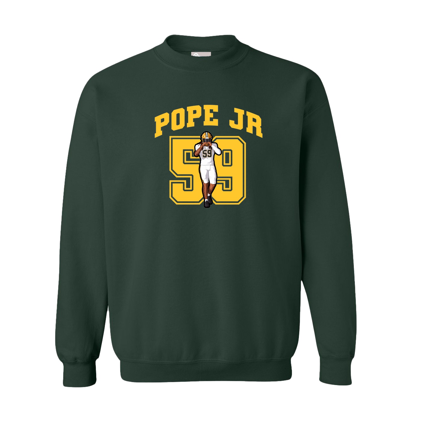 Fleece Crew — Number in Green