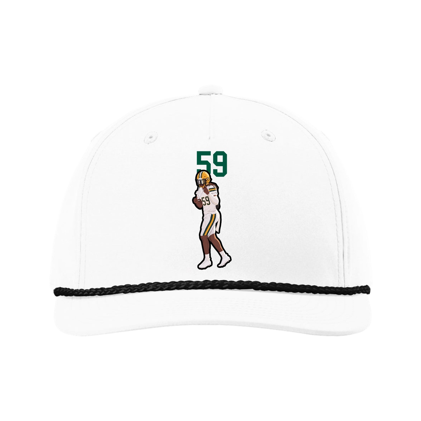 Five-Panel Classic Rope Cap — Number Top in White