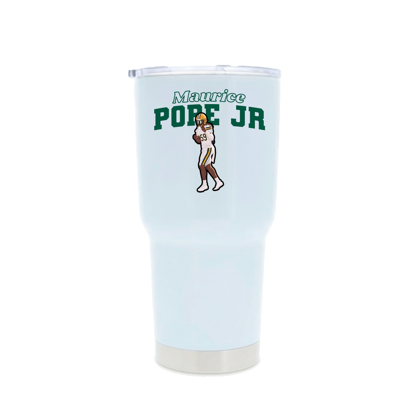 30oz Stainless Steel Tumbler — Name Arch in White