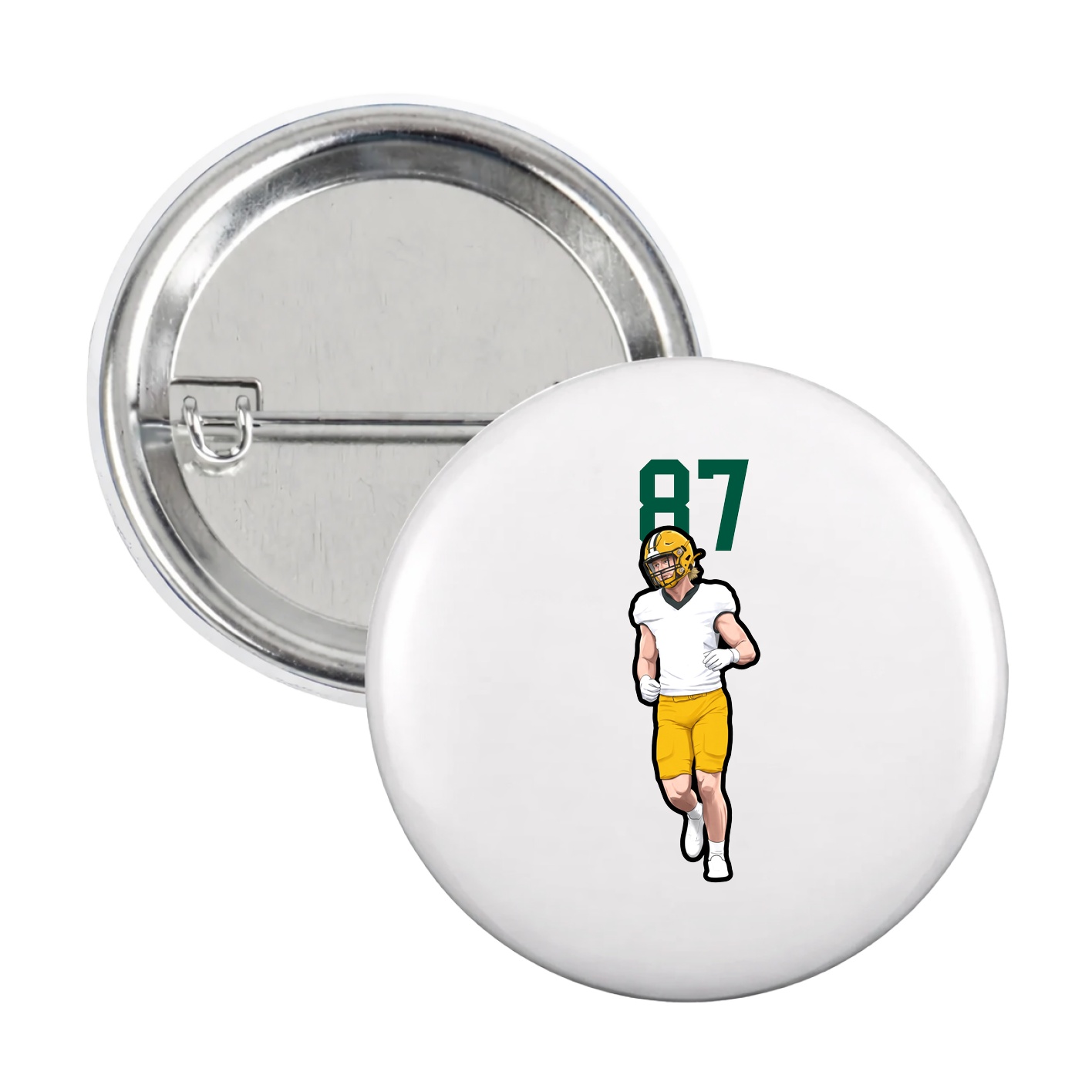 Game Day Button — Number Top in White