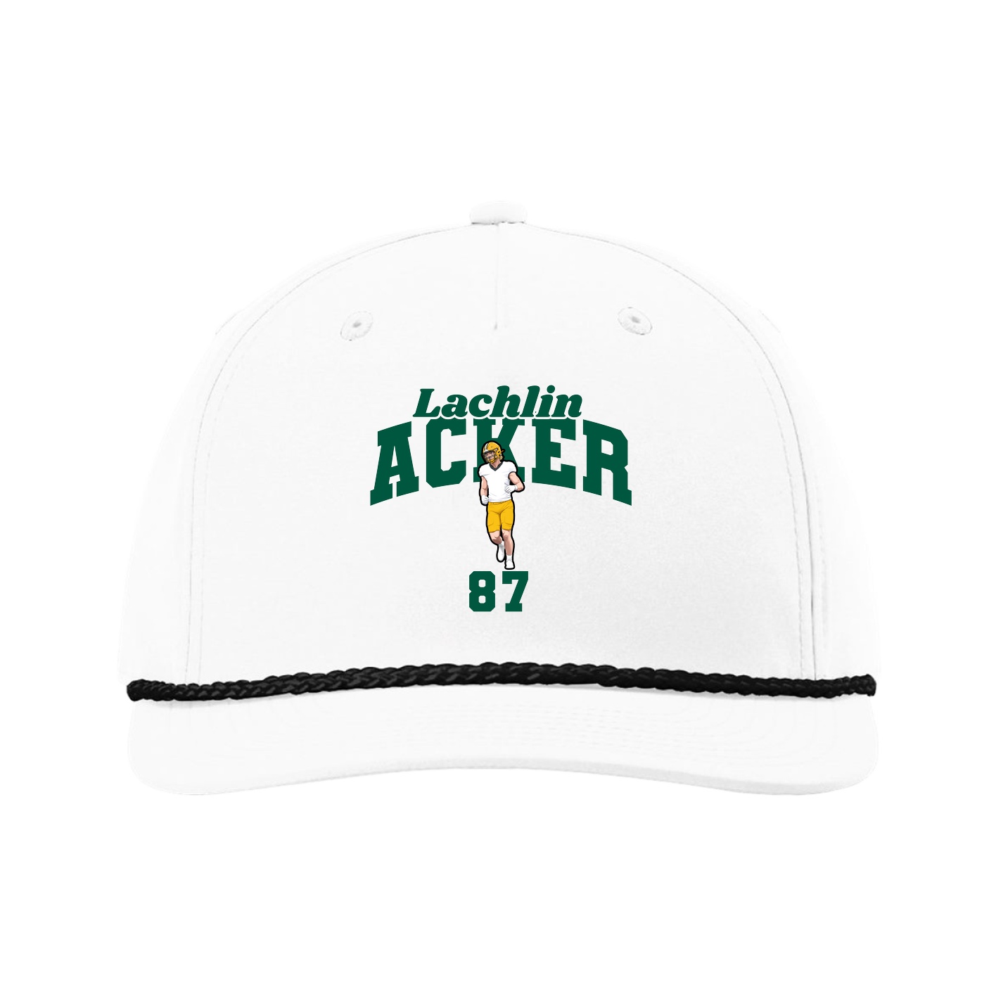 Five-Panel Classic Rope Cap — Signature Arch in White