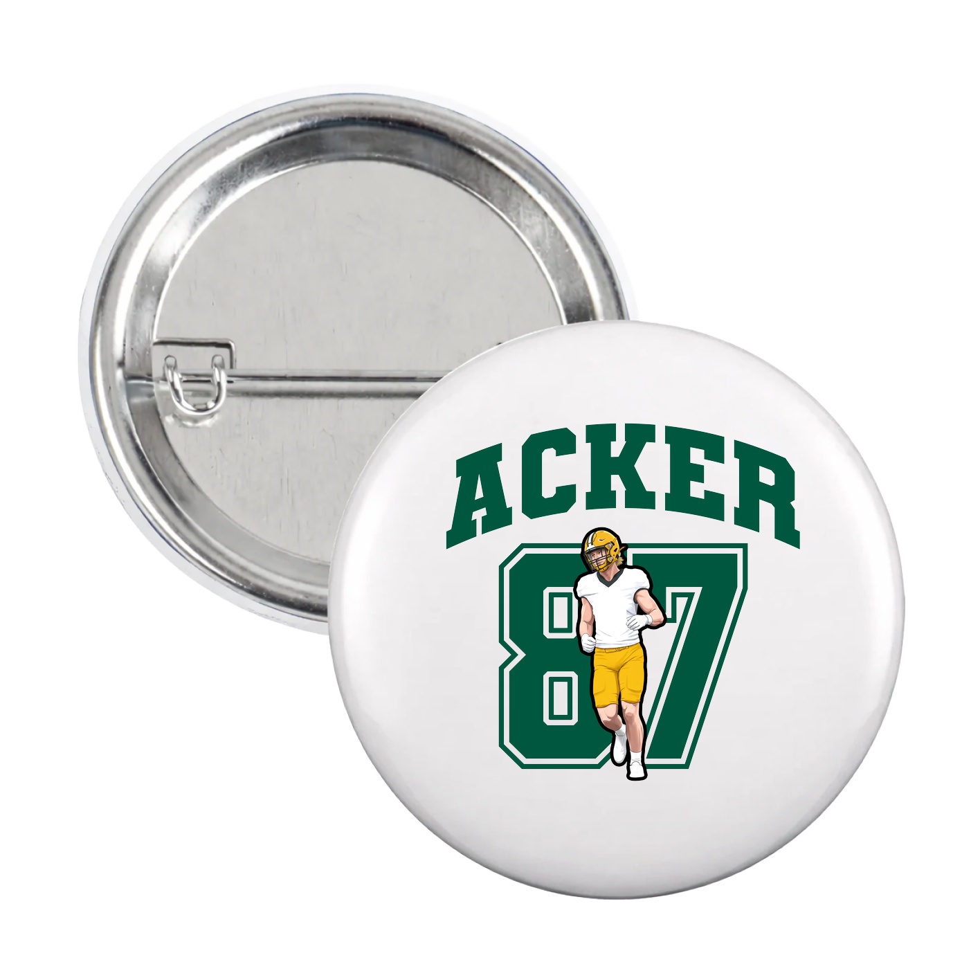Game Day Button — Number in White
