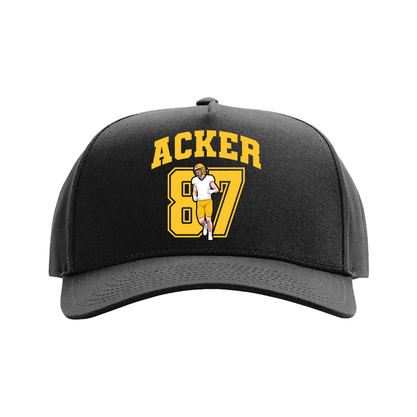 Full Fabric Five-Panel Champ Cap — Number in Black