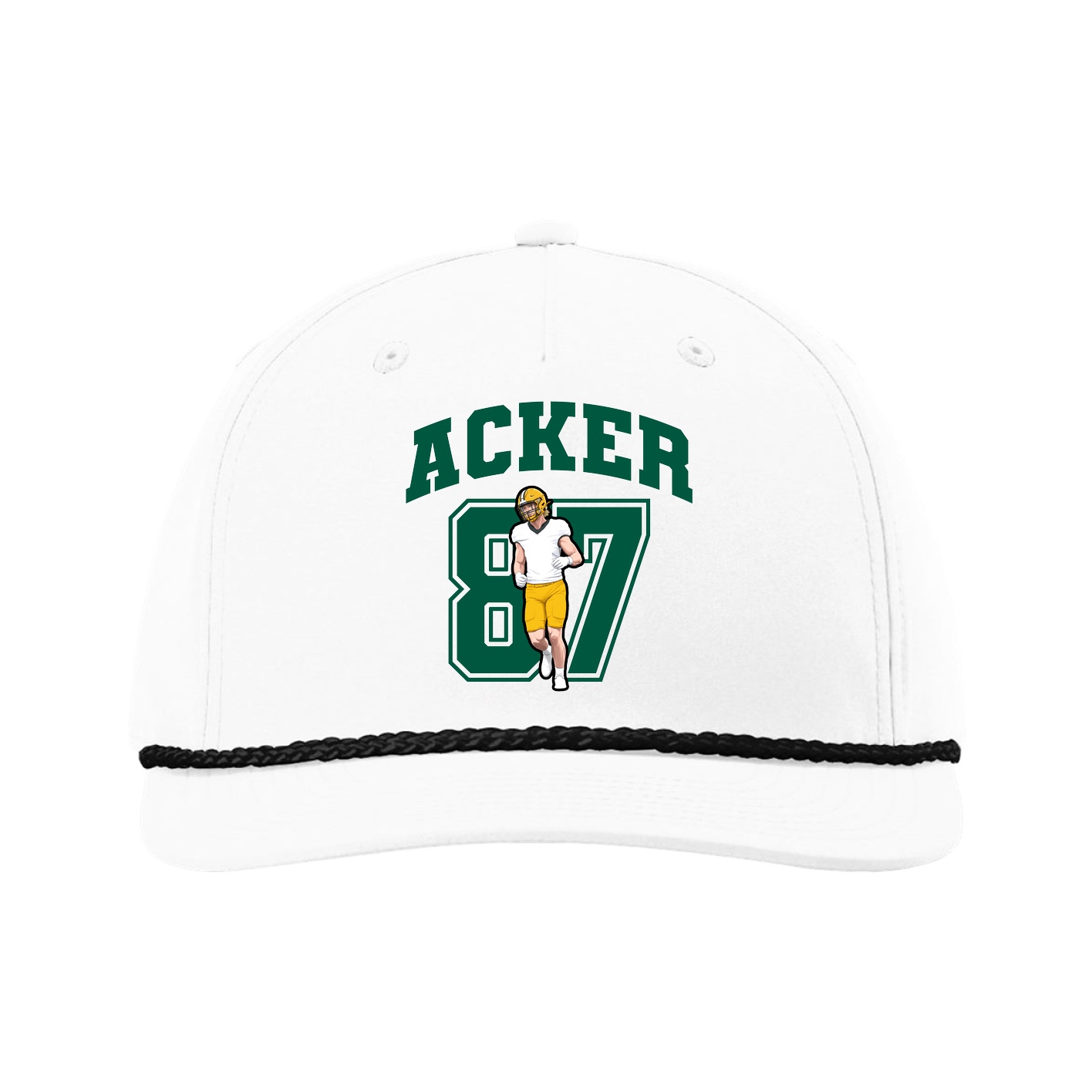 Five-Panel Classic Rope Cap — Number in White