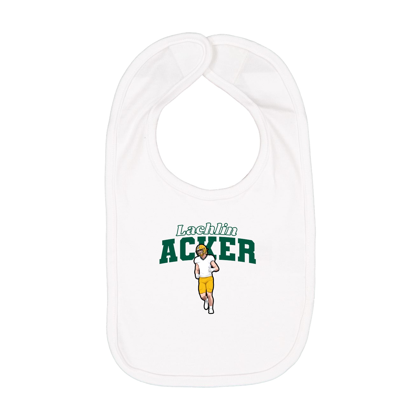 Infant Bib — Name Arch in White
