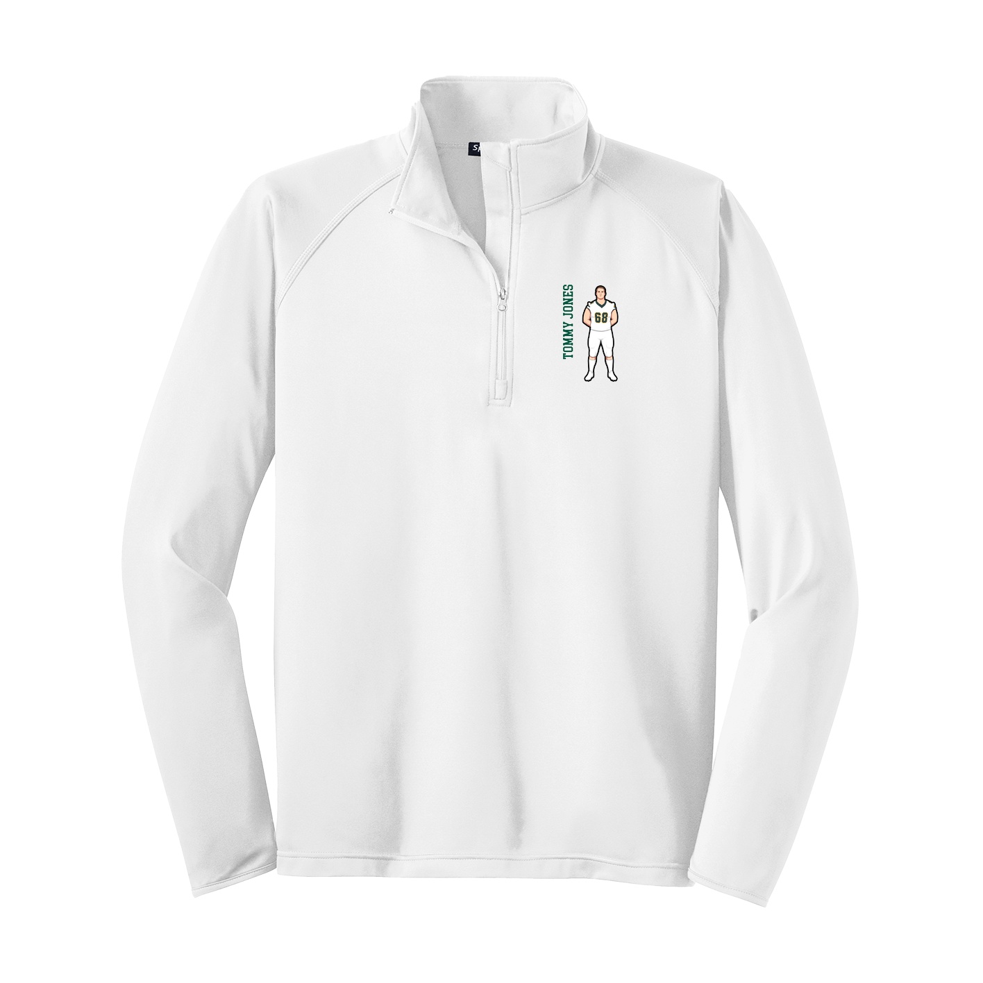 Q-Zip Pullover — Name Vertical in White