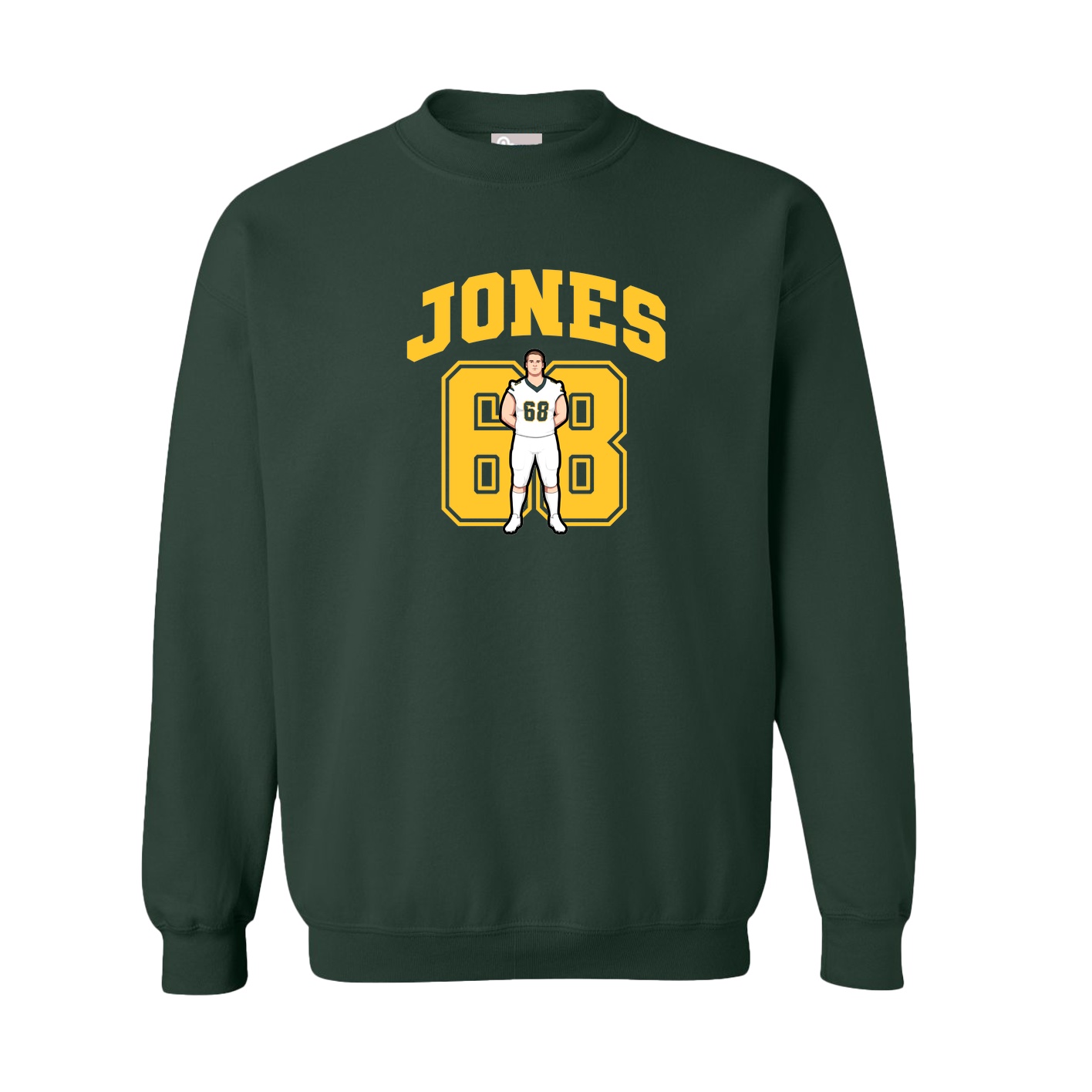 Fleece Crew — Number in Green