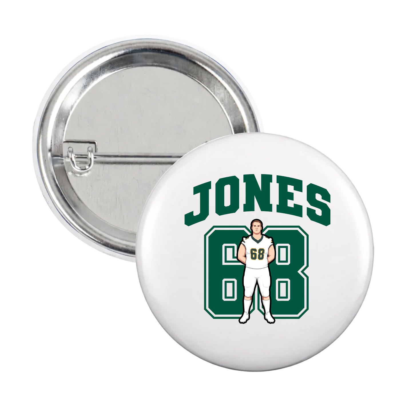Game Day Button — Number in White