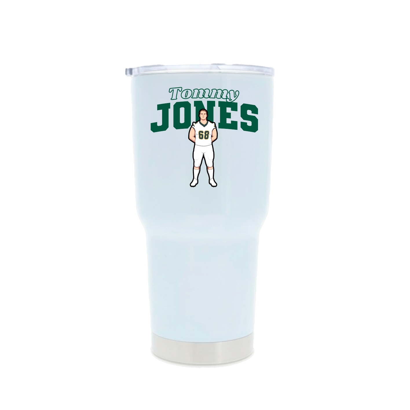 30oz Stainless Steel Tumbler — Name Arch in White