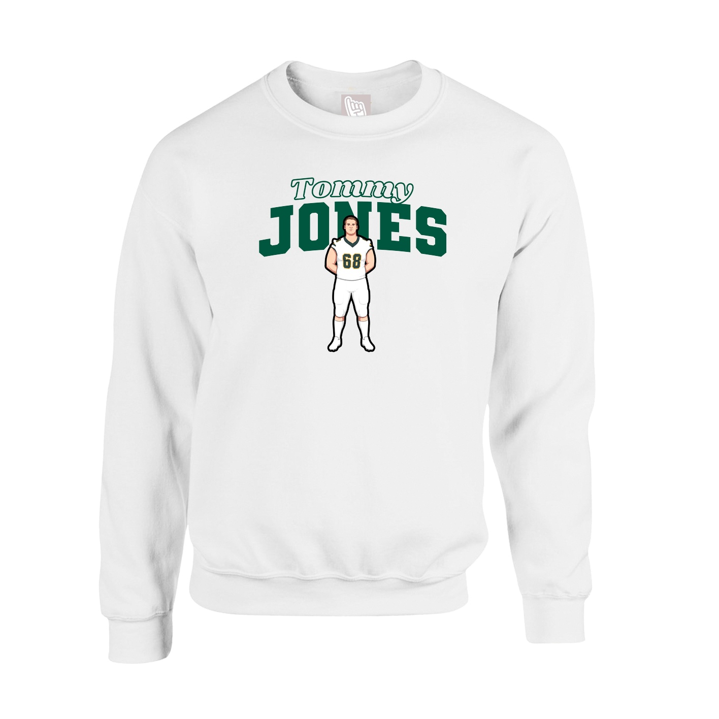 Fleece Crew — Name Arch in White