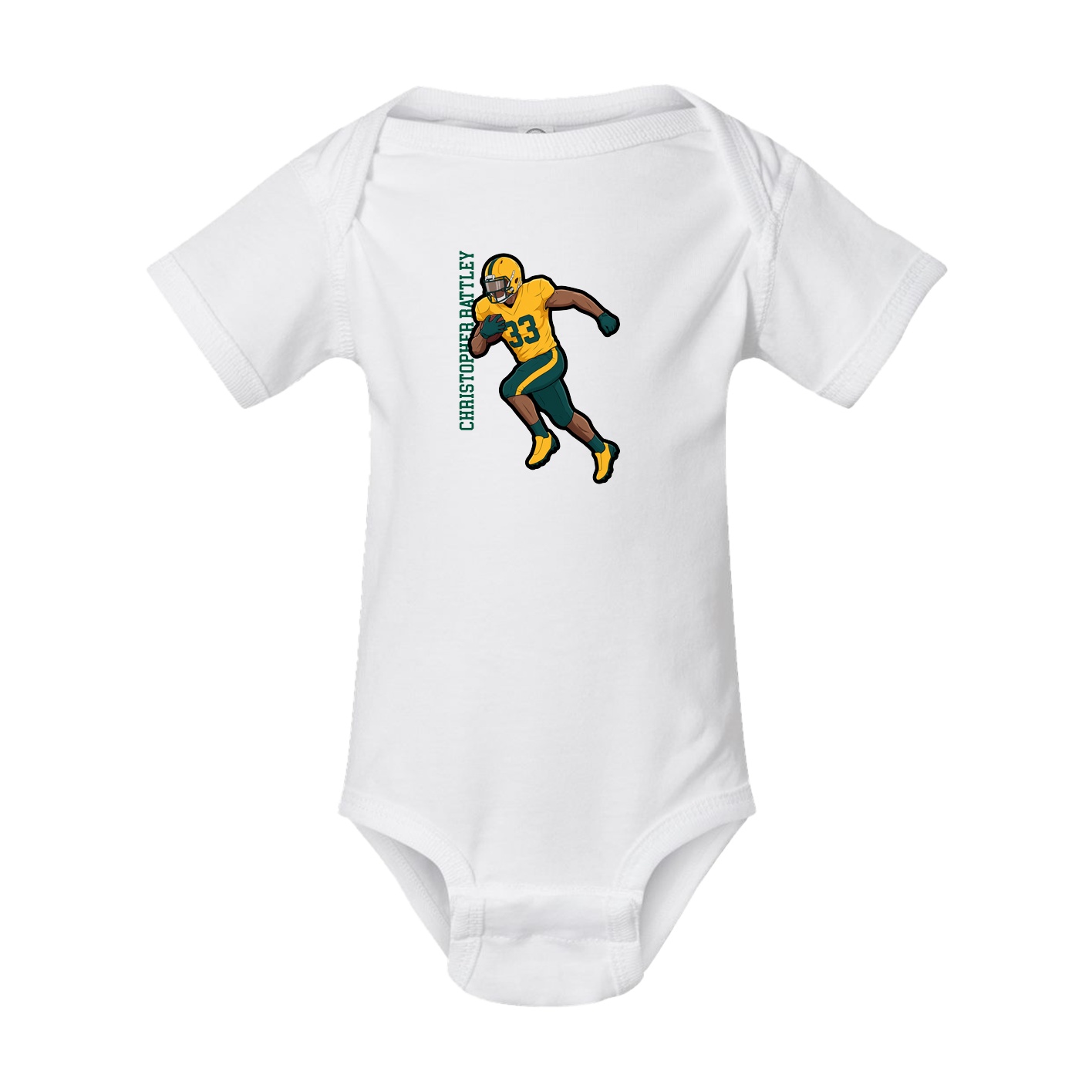 Baby Onesie — Name Vertical in White