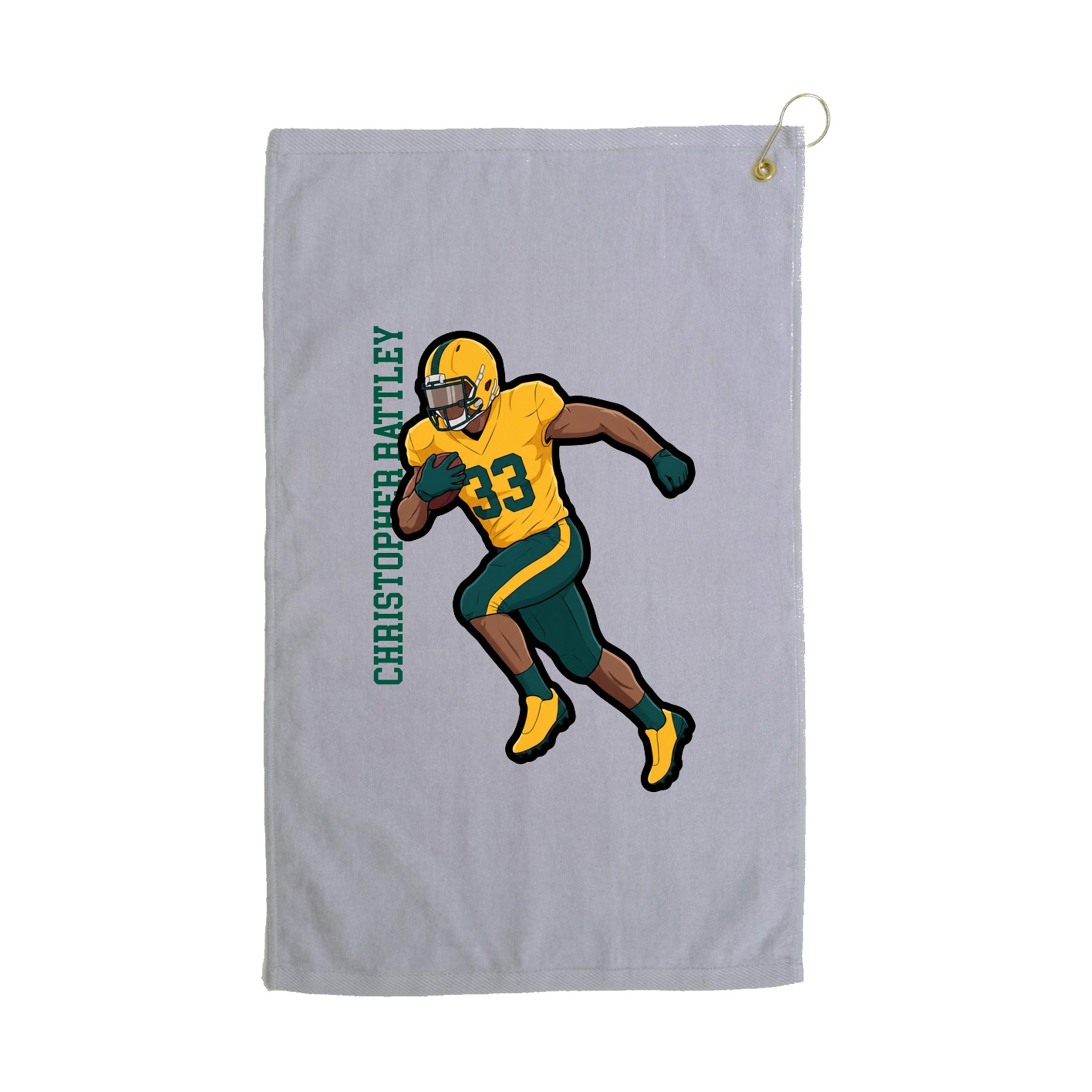 Golf Towel — Name Vertical in Grey