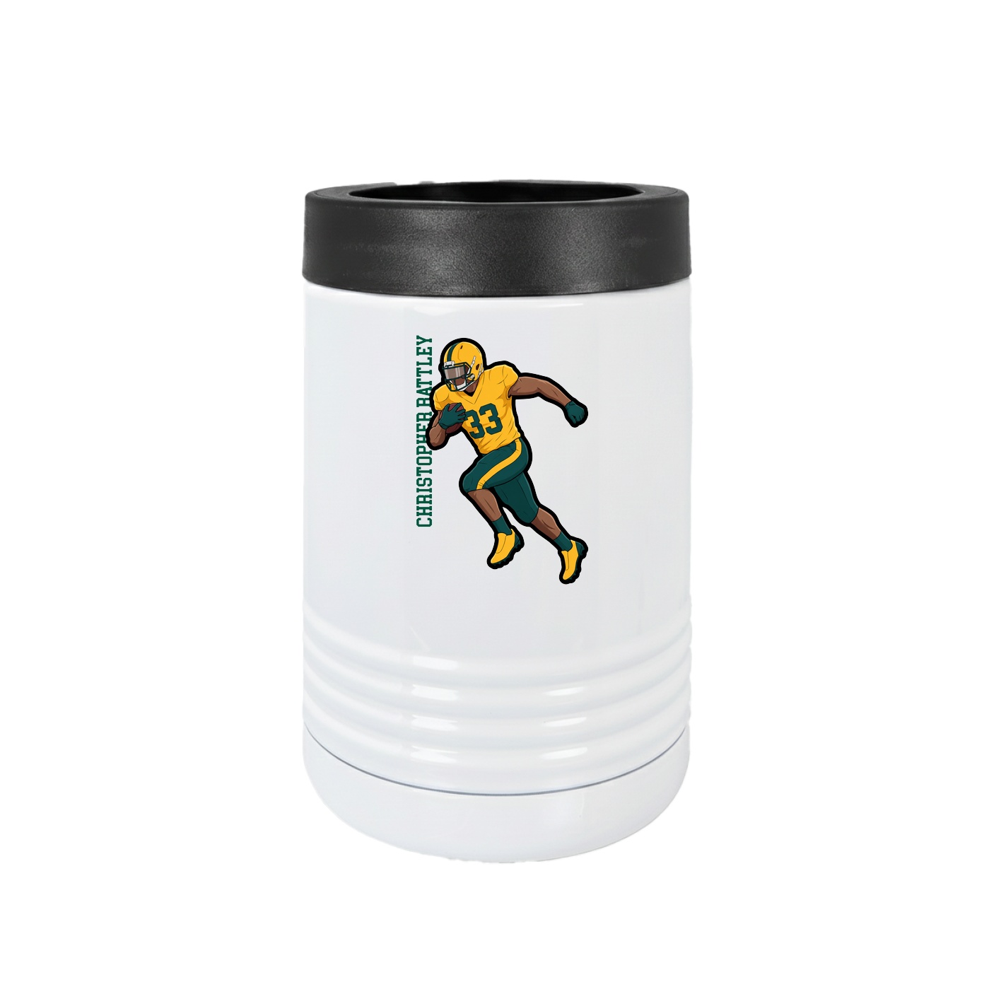Beverage Holder — Name Vertical in White