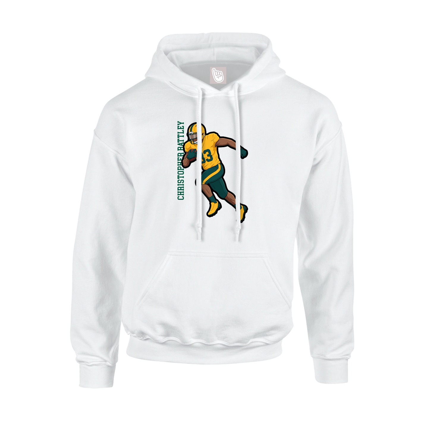 Hoodie — Name Vertical in White