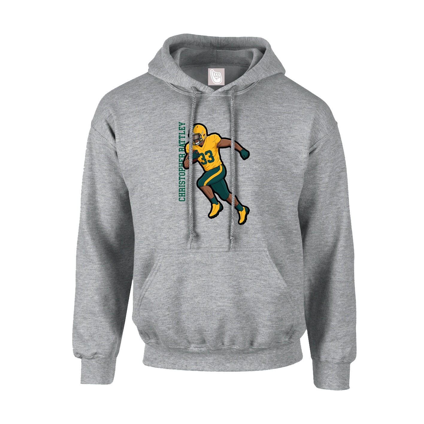 Youth Hoodie — Name Vertical in Grey
