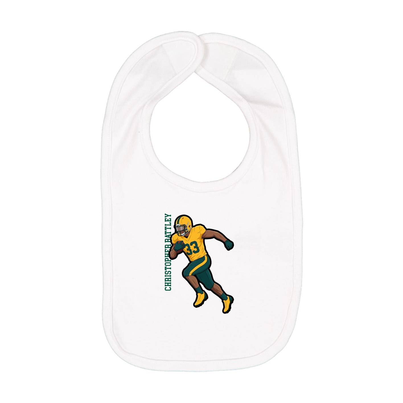 Infant Bib — Name Vertical in White