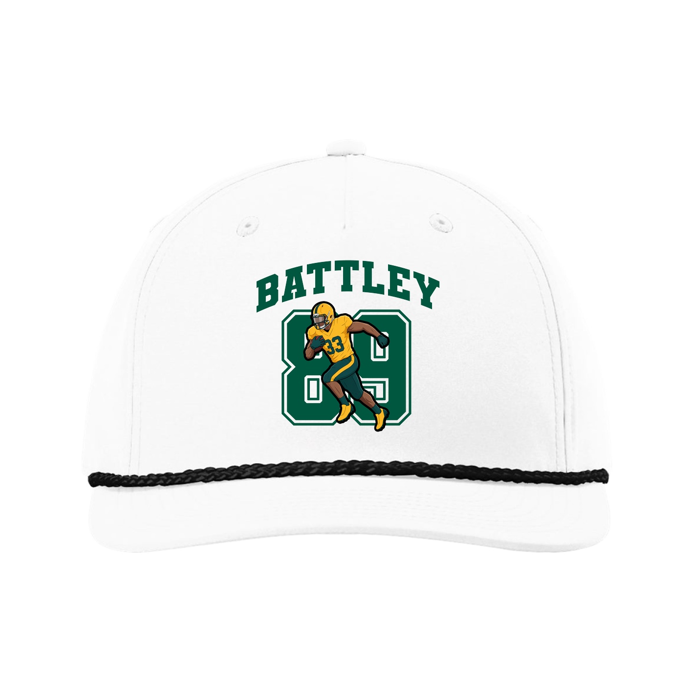 Five-Panel Classic Rope Cap — Number in White