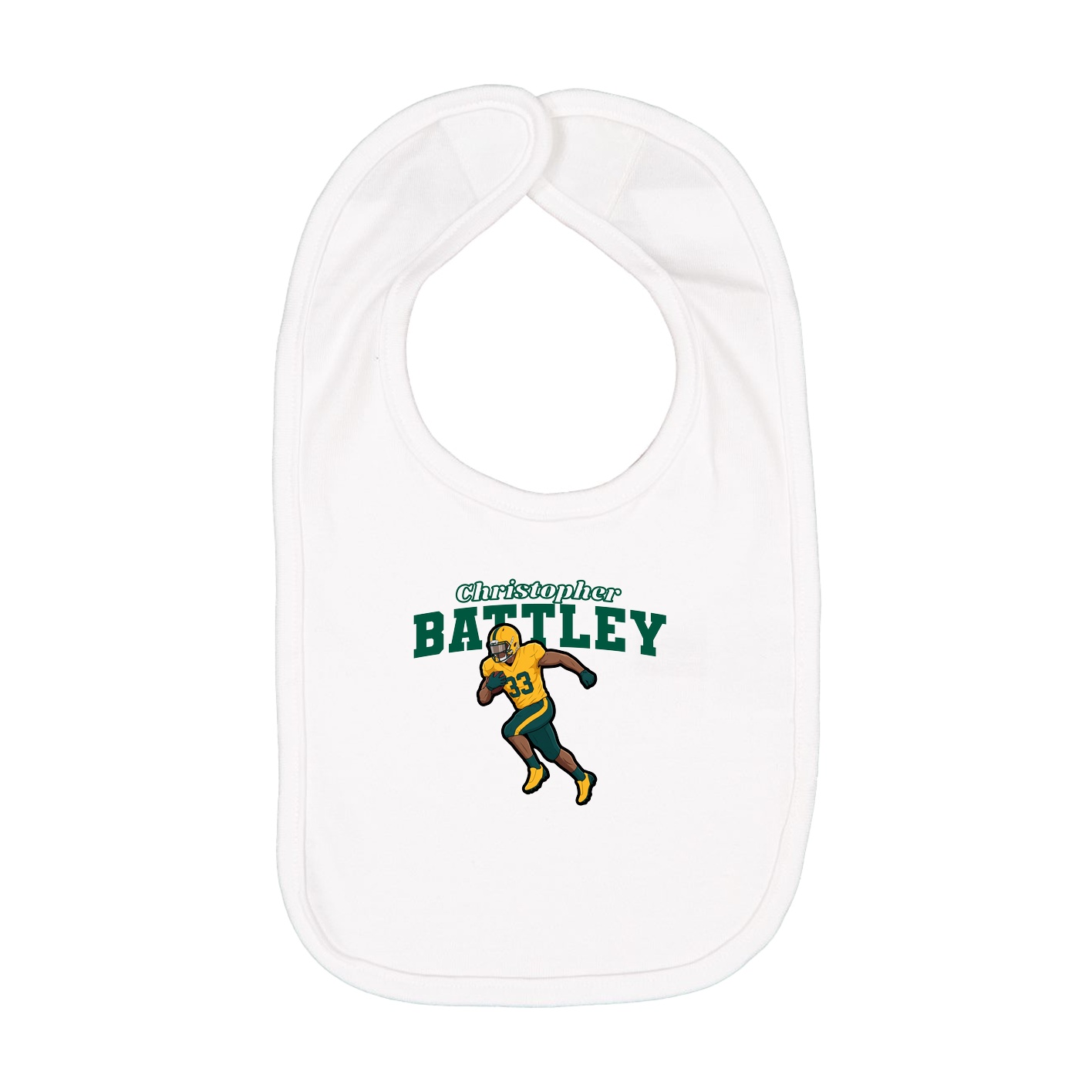 Infant Bib — Name Arch in White