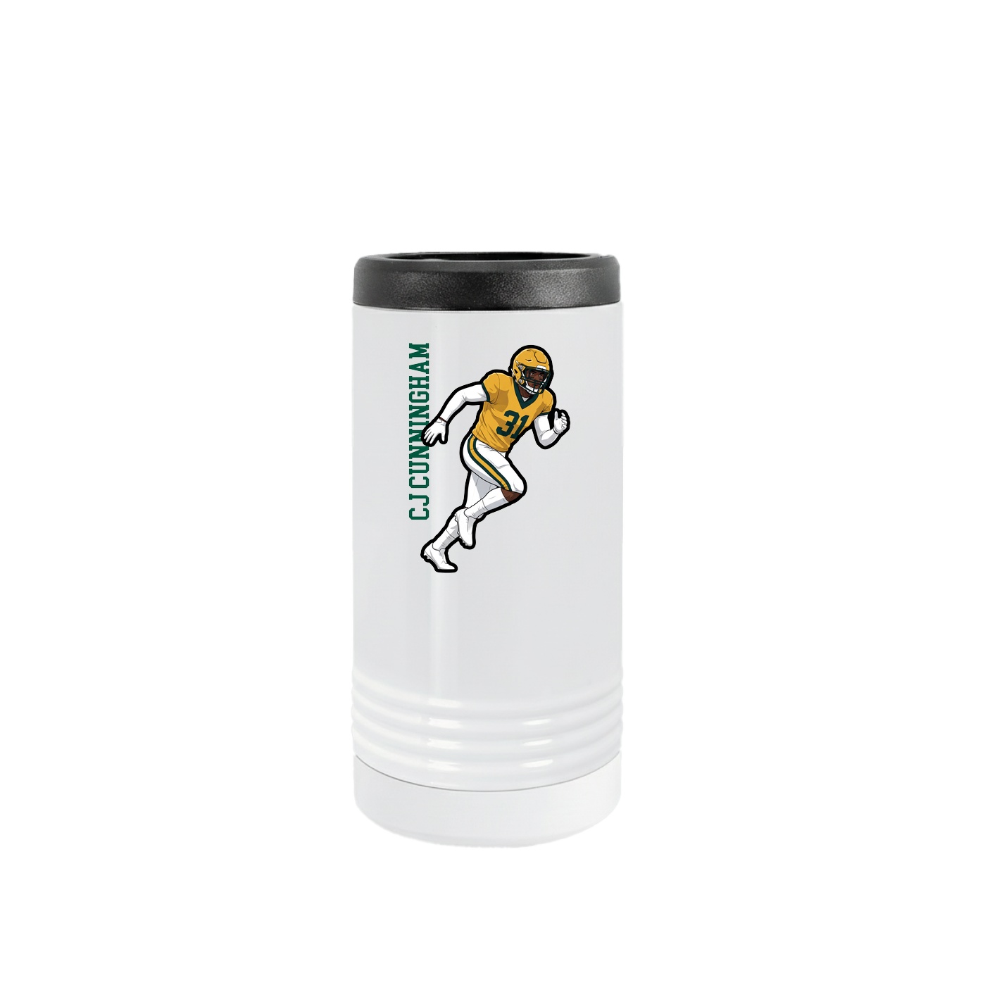 Slim Beverage Holder — Name Vertical in White