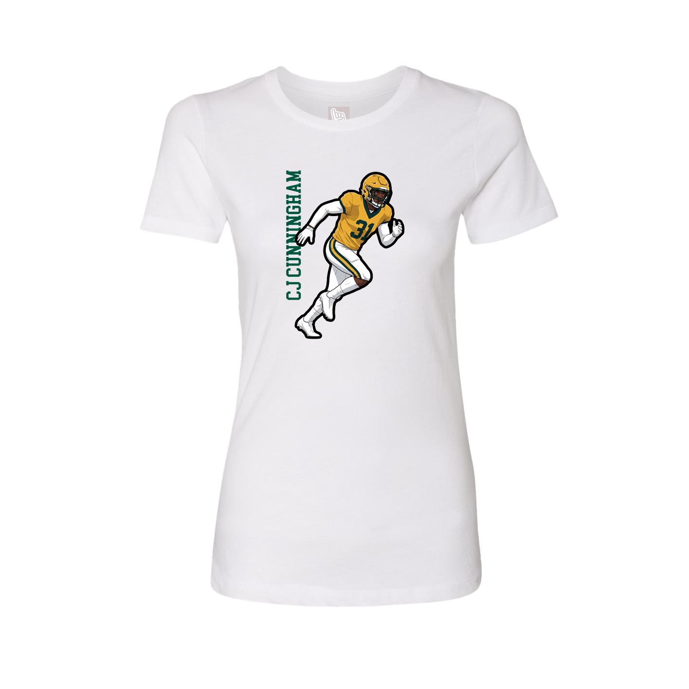 Fitted Women's Tee — Name Vertical in White