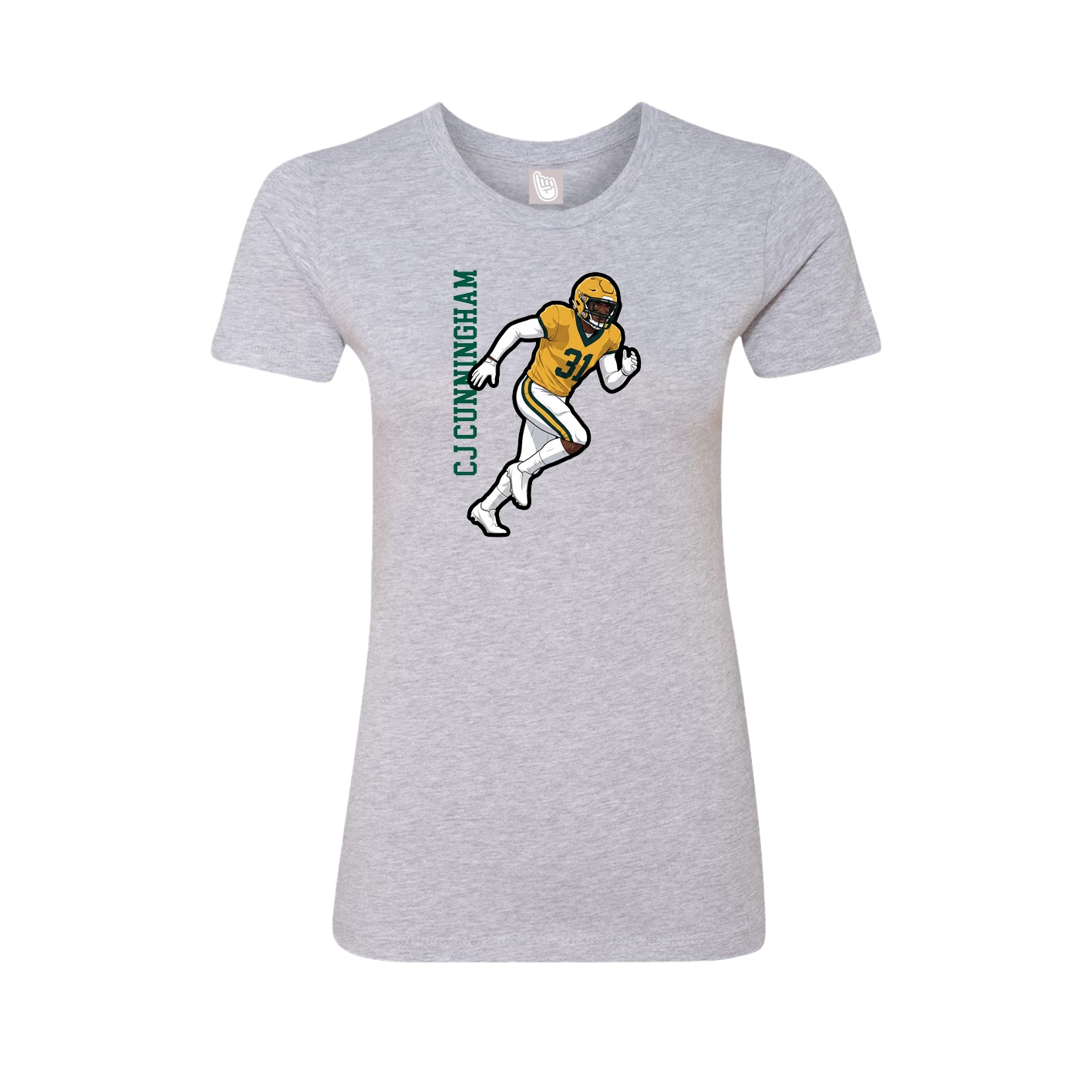 Fitted Women's Tee — Name Vertical in Grey
