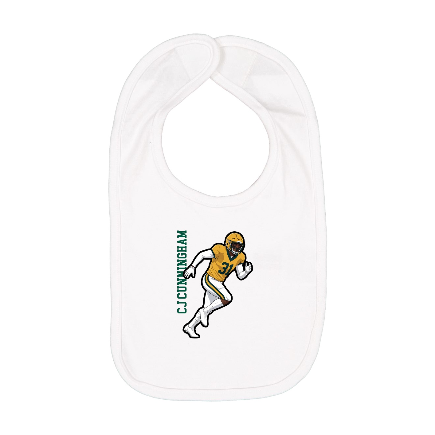 Infant Bib — Name Vertical in White