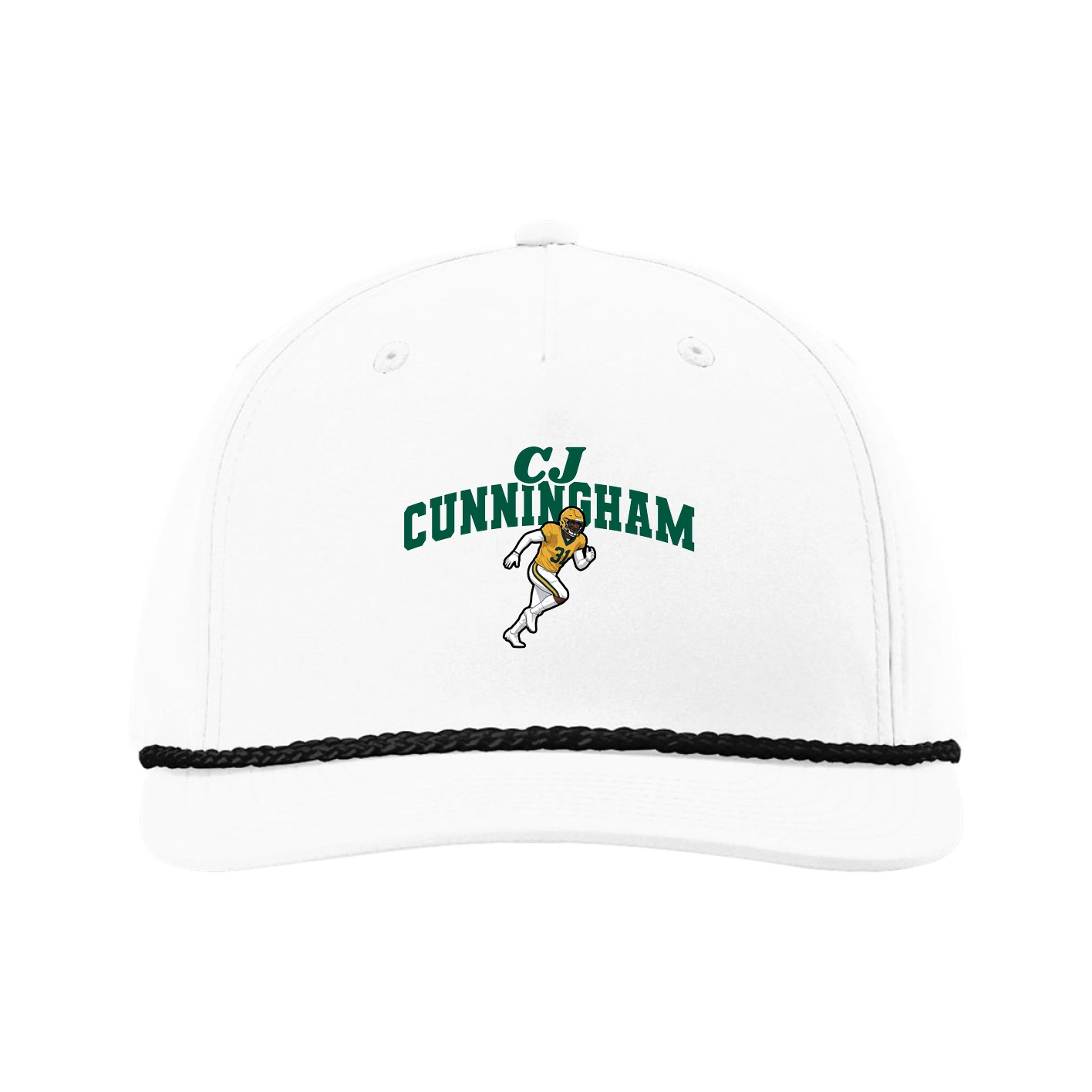 Five-Panel Classic Rope Cap — Signature Arch in White