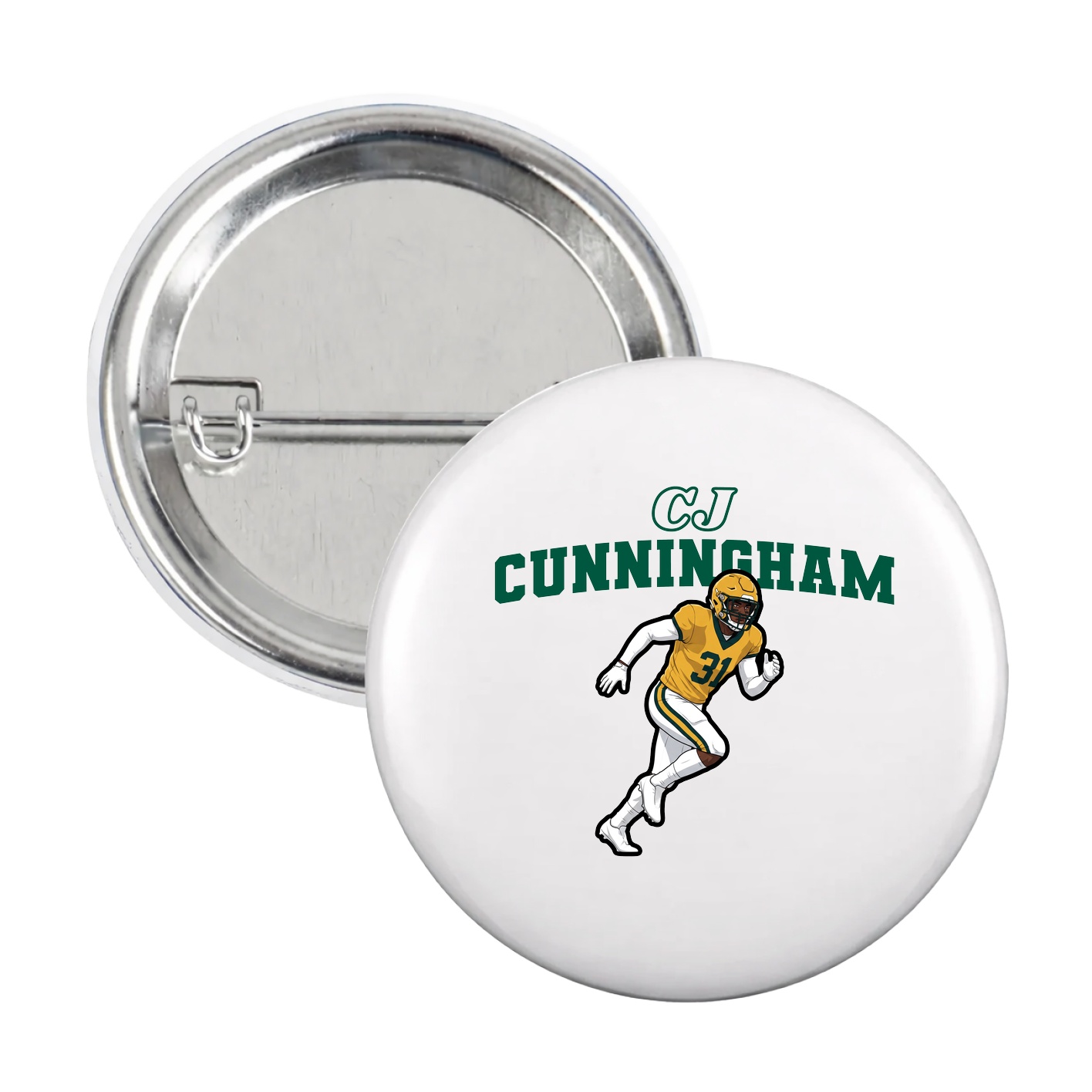 Game Day Button — Name Arch in White