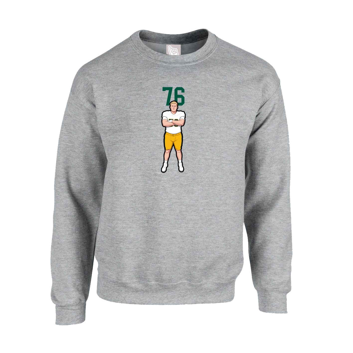 Fleece Crew — Number Top in Grey