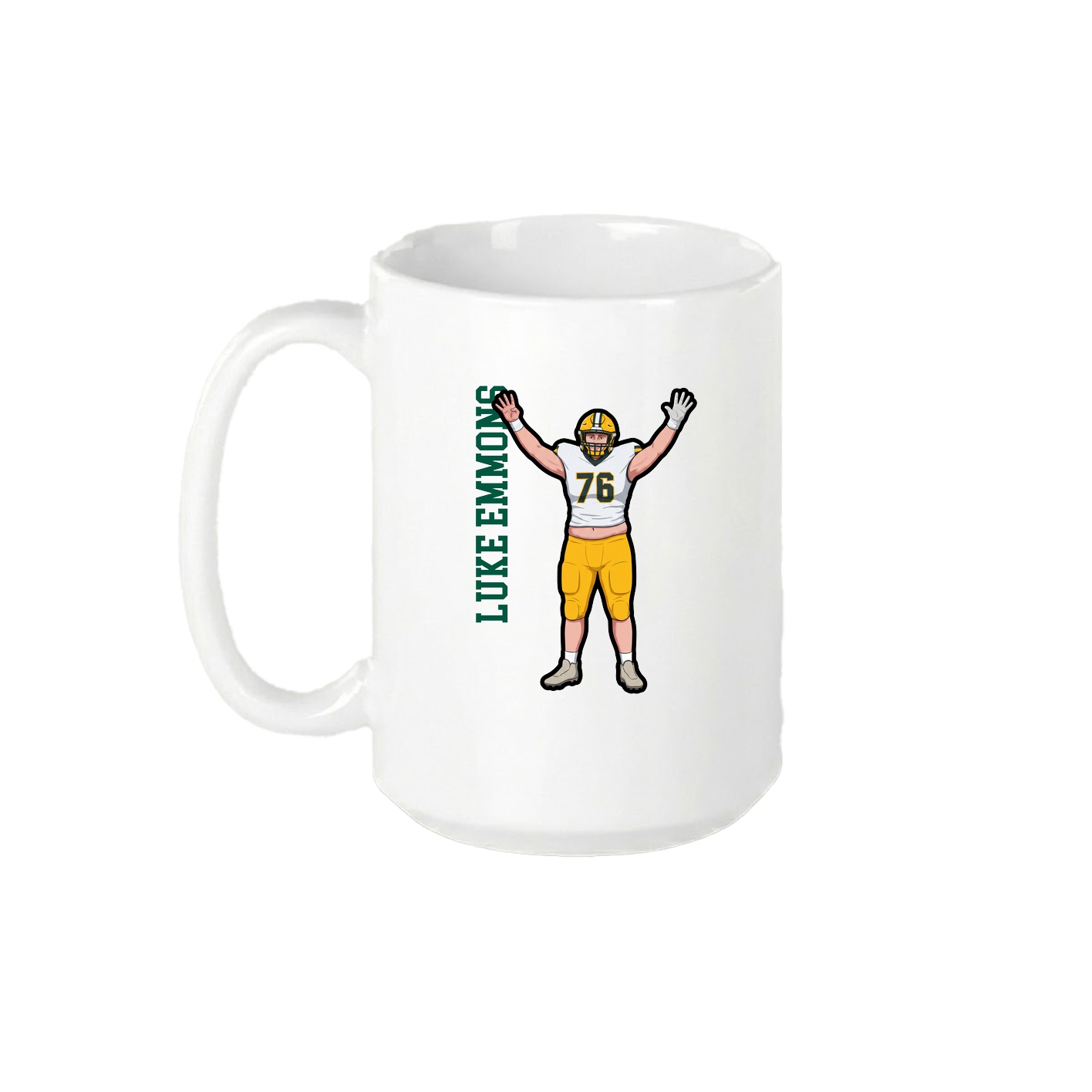 15oz Coffee Mug — Name Vertical in White
