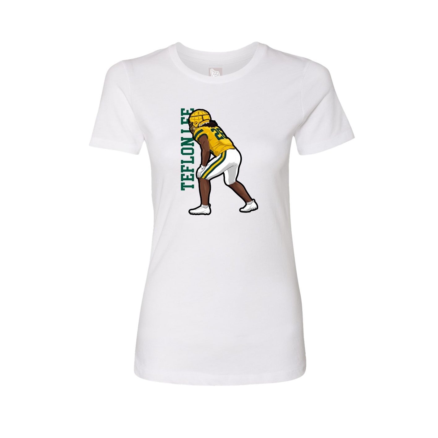 Fitted Women's Tee — Name Vertical in White
