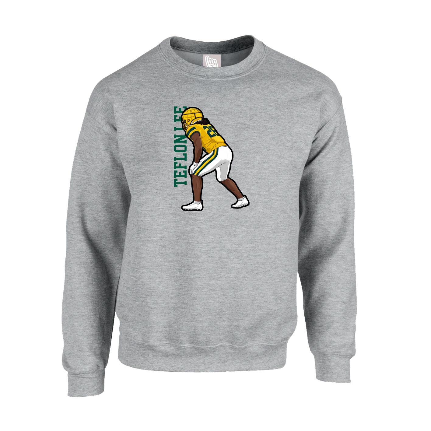 Fleece Crew — Name Vertical in Grey