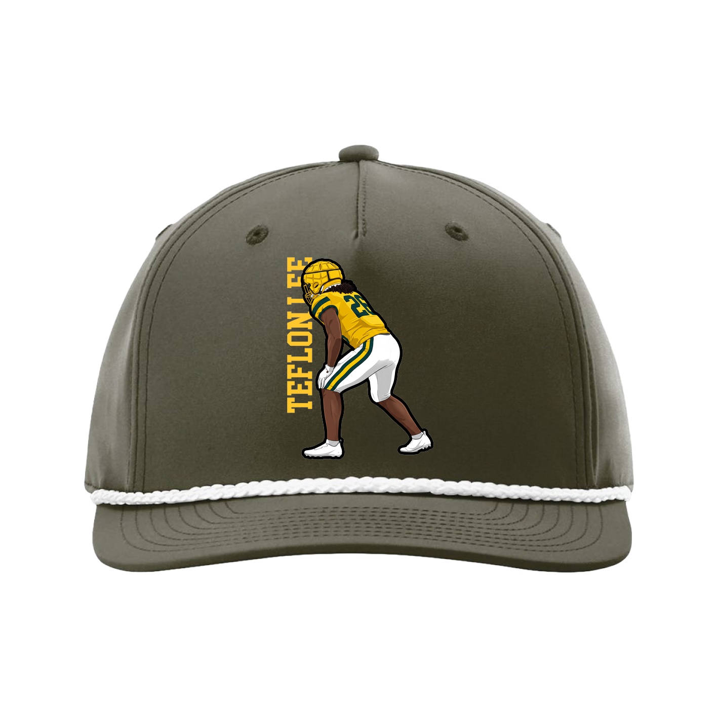 Five-Panel Classic Rope Cap — Name Vertical in Green