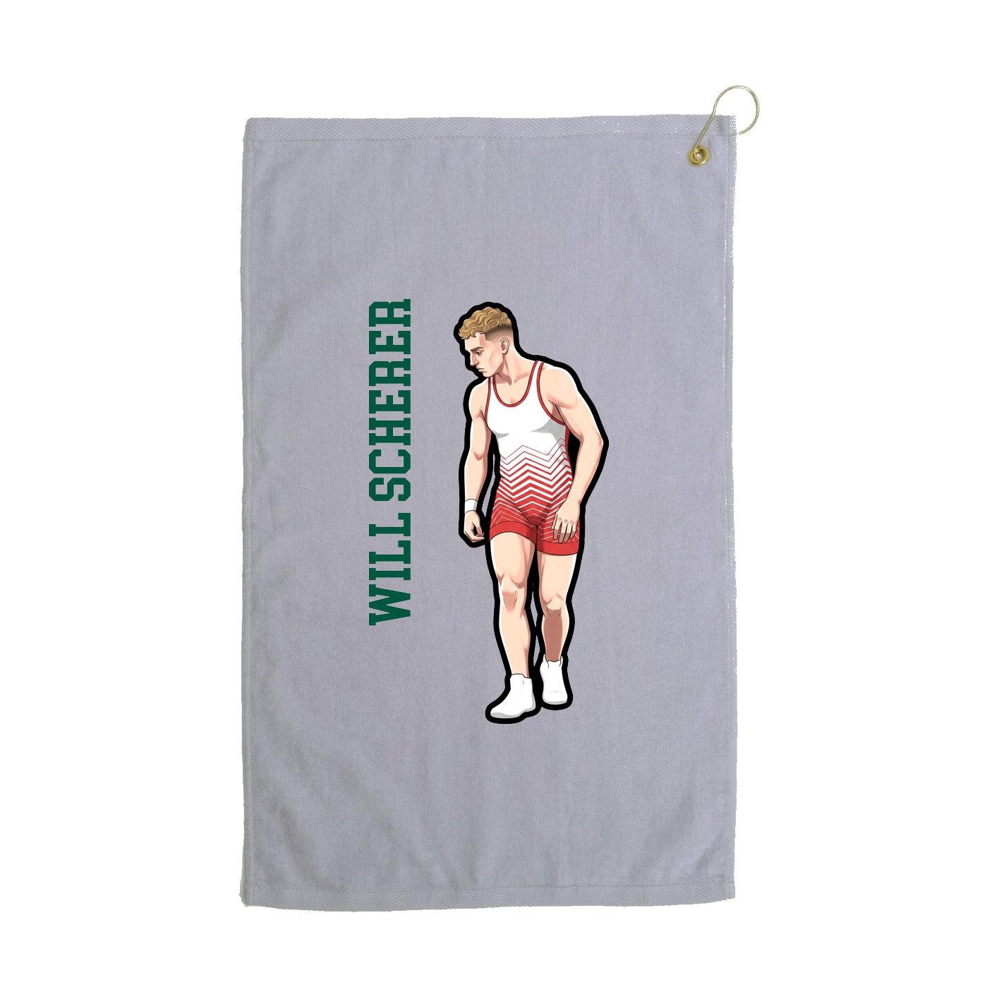 Golf Towel — Name Vertical in Grey