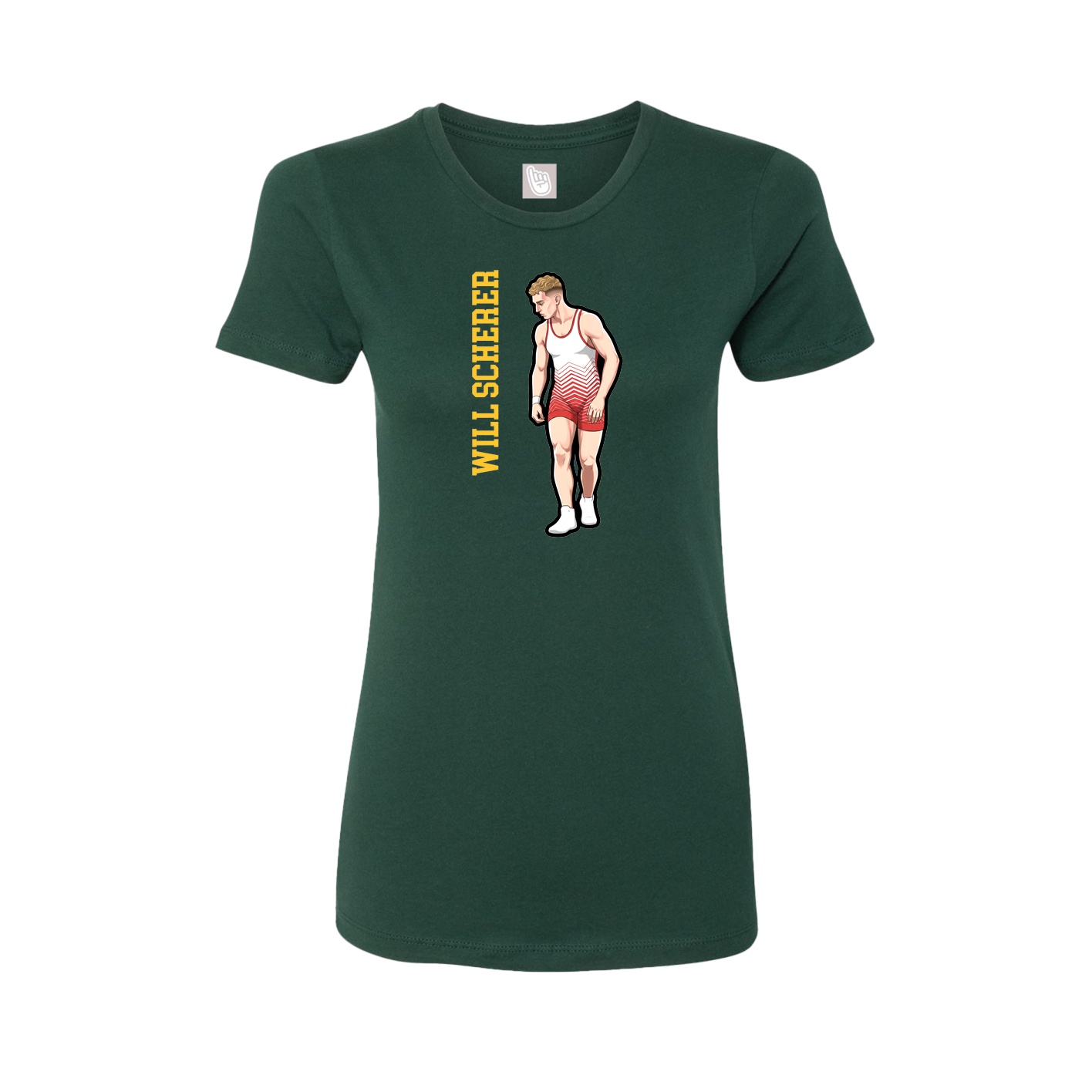 Fitted Women's Tee — Name Vertical in Green