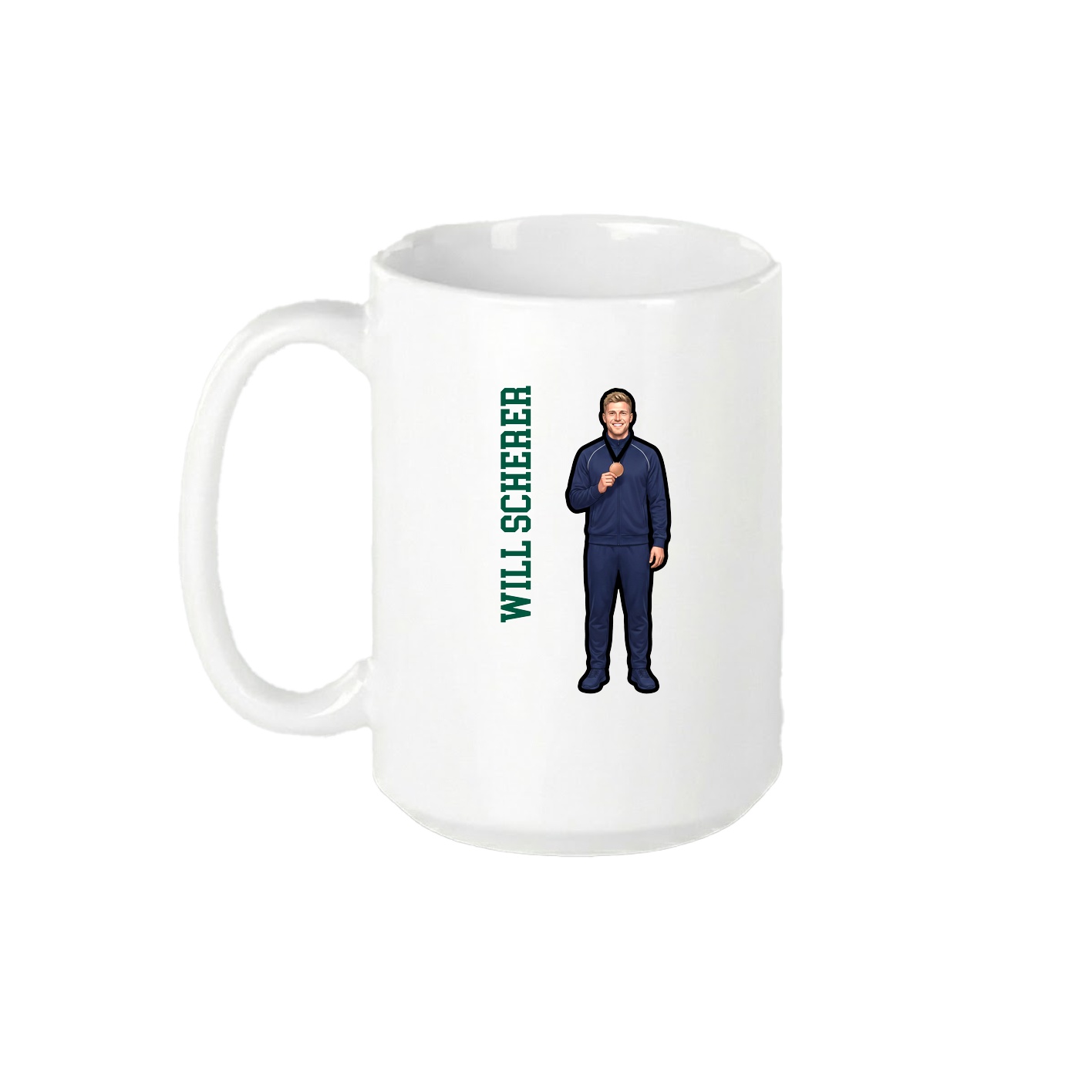 15oz Coffee Mug — Name Vertical in White