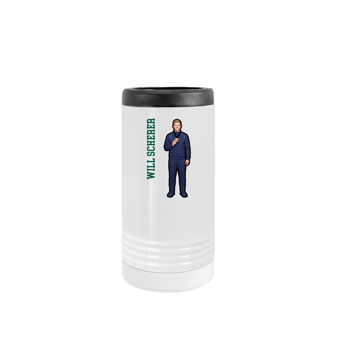 Slim Beverage Holder — Name Vertical in White