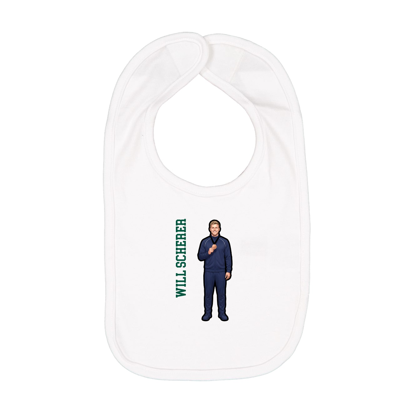 Infant Bib — Name Vertical in White